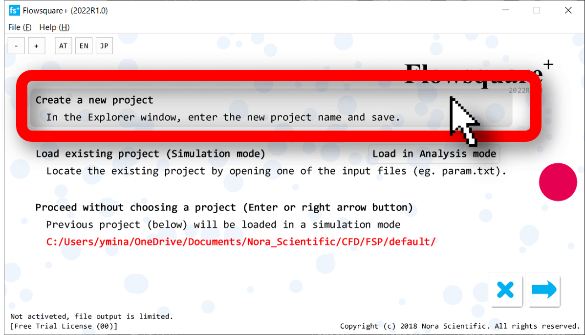 New project to create or existing project to load.