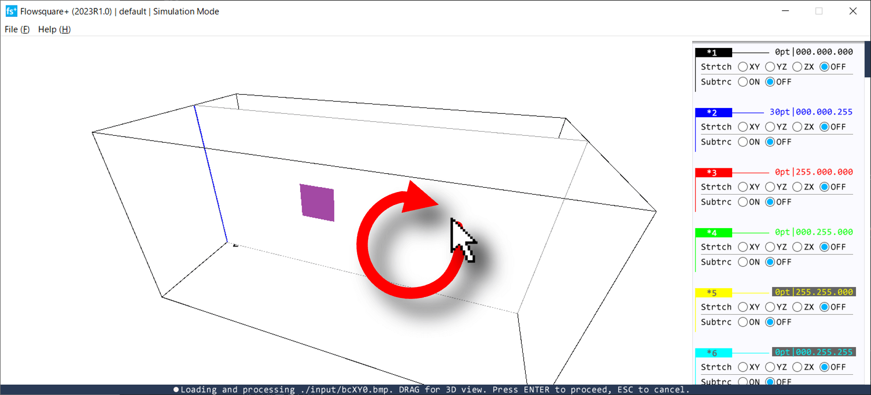 Direction of the boundary image (mouse drag)