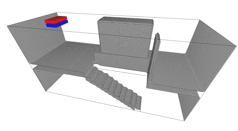 Constructed 3D model (except for outer walls specified by the preset black color).