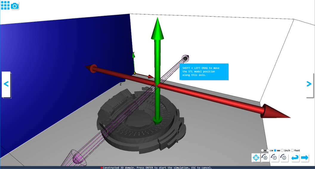 The simulation domain constructed based on the CAD model and bcXY0.bmp.